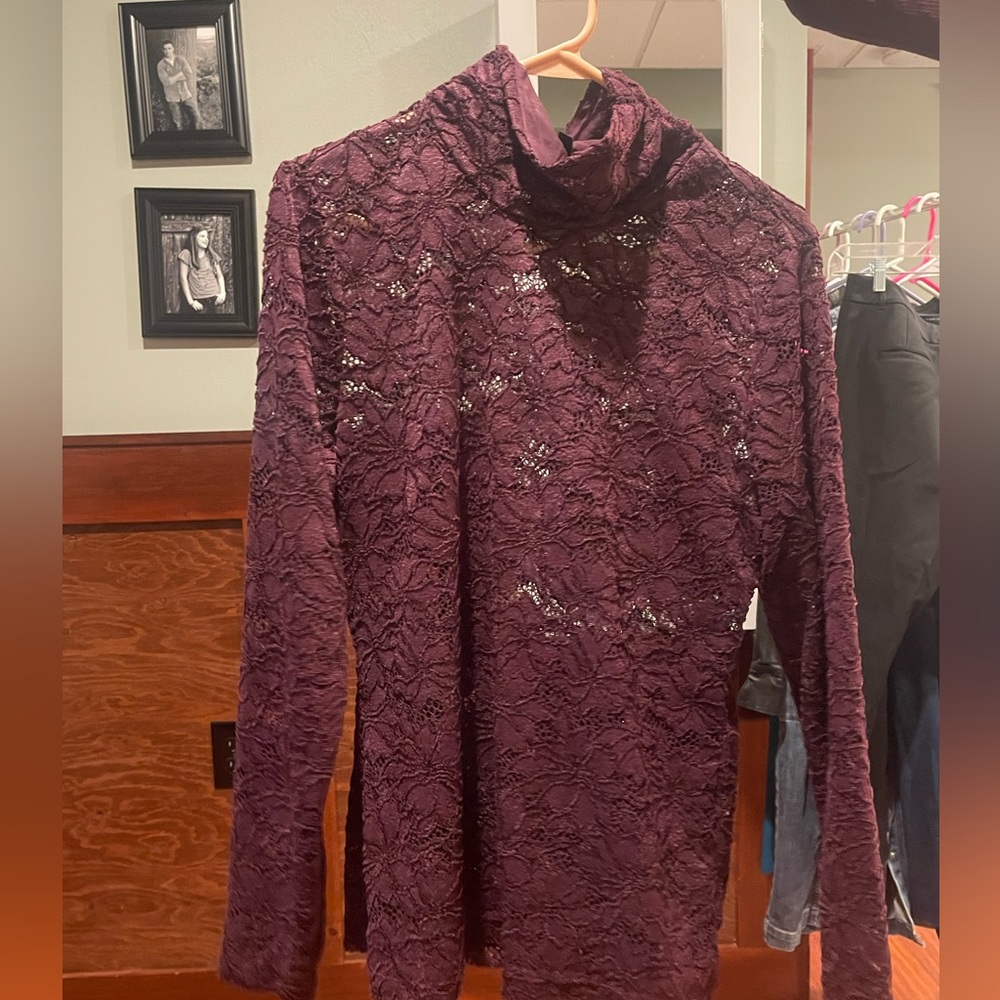 WHBM Lace mock turtleneck